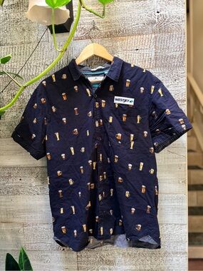 MBX Premium Goods | WestJet All-Over Print Beer Short-Sleeved Shirt - L/XL, Navy